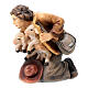 Shepherd kneeled with two lambs in painted wood, Kostner Nativity scene 9.5 cm s2