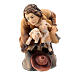 Shepherd kneeling with two lambs 9.5 cm, nativity Kostner, in painted wood s1