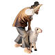 Pastor con oveja madera pintada belén Kostner 9,5 cm s3