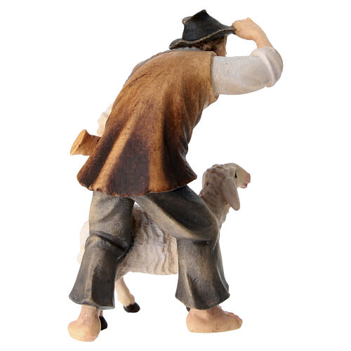Berger avec mouton bois peint crèche Kostner 9,5 cm 5