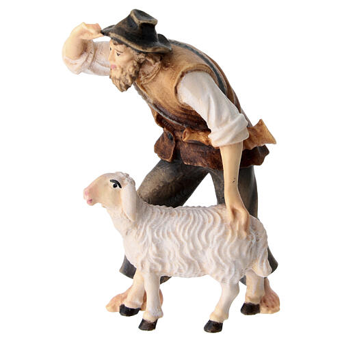 Pasterz z owcą drewno malowane szopka Kostner 9,5 cm 2