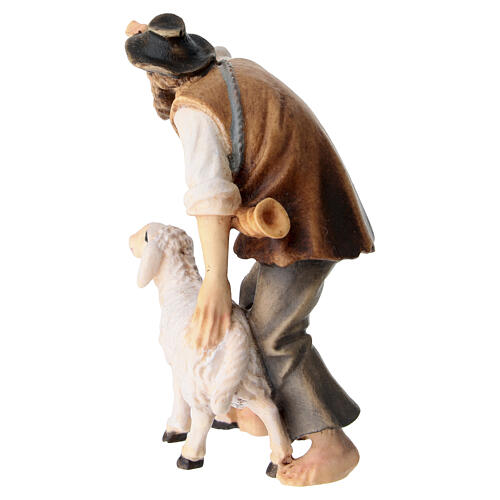 Pasterz z owcą drewno malowane szopka Kostner 9,5 cm 4