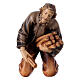 Pastore inginocchiato al fuoco legno dipinto presepe Kostner 12 cm s1