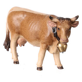 Vache tête droite bois peint crèche Kostner 9,5 cm