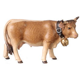 Mucca testa destra legno dipinto Kostner presepe 9,5 cm