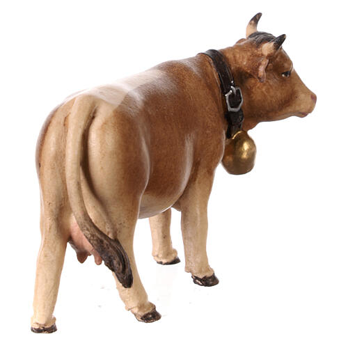 Mucca testa destra legno dipinto Kostner presepe 9,5 cm 4