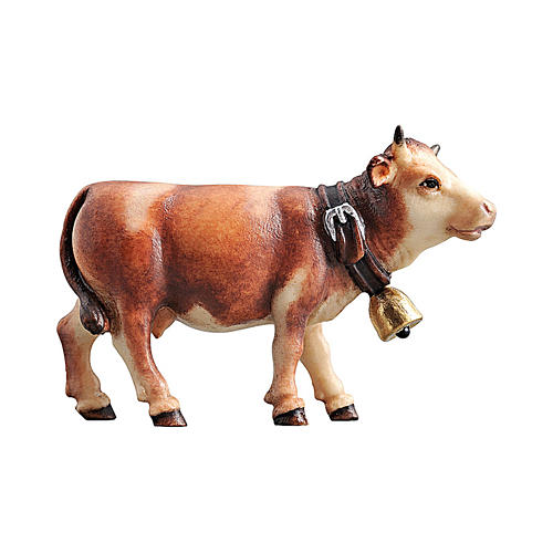 Vache tête en avant bois peint crèche Kostner 9,5 cm 1