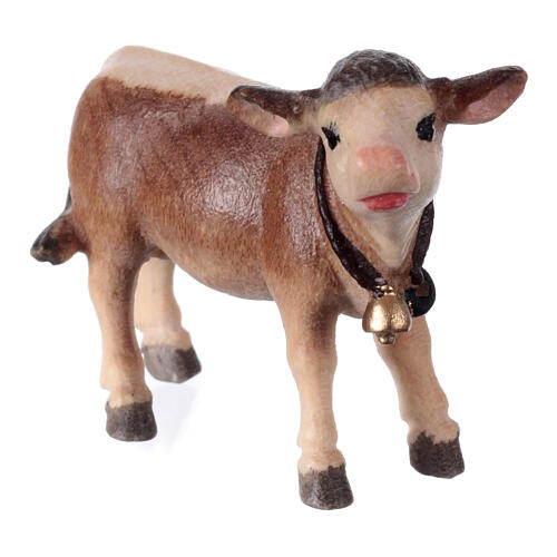 Vitello legno dipinto Kostner presepe 9,5 cm 2