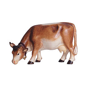 Vache qui pait bois peint crèche Kostner 9,5 cm