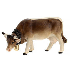 Vache qui pait bois peint crèche Kostner 12 cm