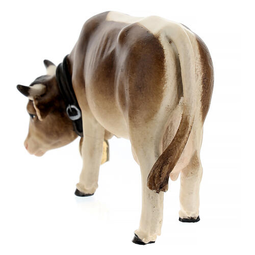 Vache qui pait bois peint crèche Kostner 12 cm 4