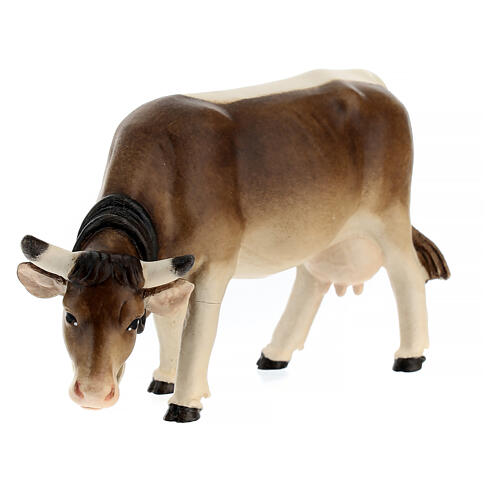 Vaca que pasta madeira pintada para presépio Kostner com peças altura média 12 cm 2