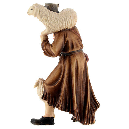Pastore con pecore legno dipinto presepe Kostner 12 cm 5