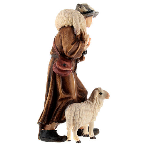 Pastor e ovelhas madeira pintada para presépio Kostner com peças altura média 12 cm 4