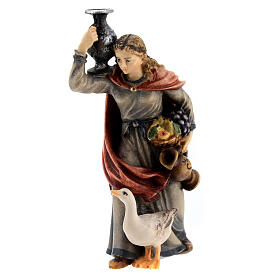 Donna con brocca legno dipinto Kostner presepe 9,5 cm