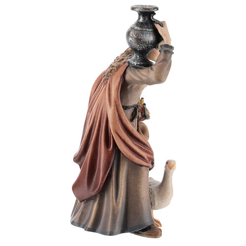 Kostner Nativity Scene 12 cm, woman with jug and duck, in painted wood 4