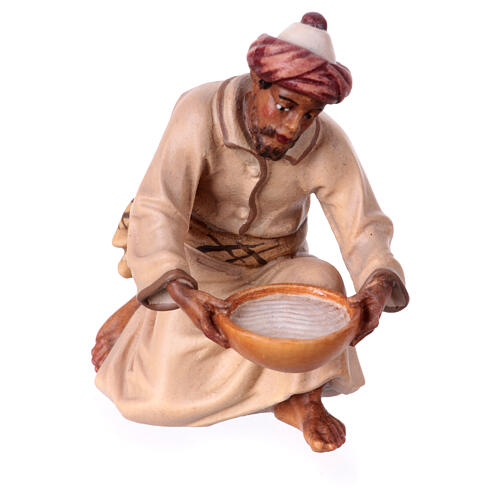 Cammelliere inginocchiato legno dipinto presepe Kostner 12 cm 1