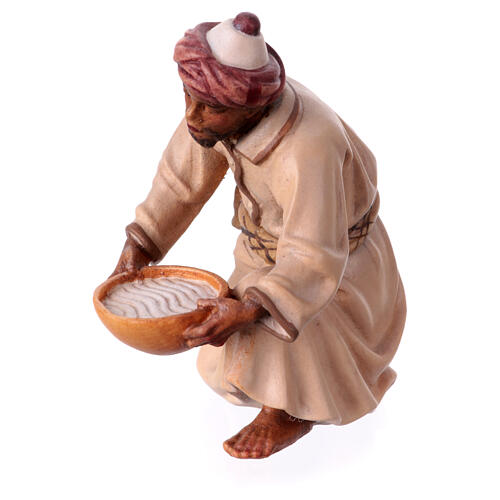 Kostner Nativity Scene 12 cm, camel trainer kneeling, in painted wood 2