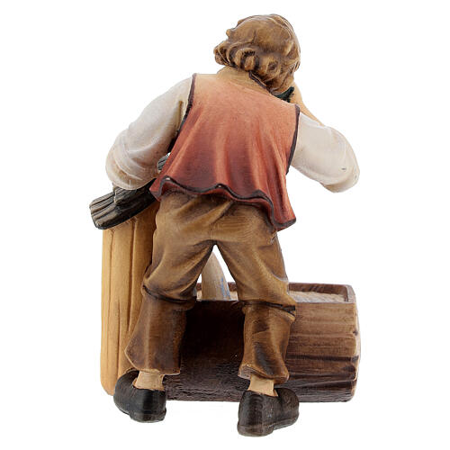 Boy at the fountain in painted wood, Kostner Nativity scene 12 cm 4