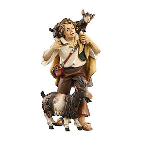 Pastore con 2 capre legno dipinto Kostner presepe 9,5 cm