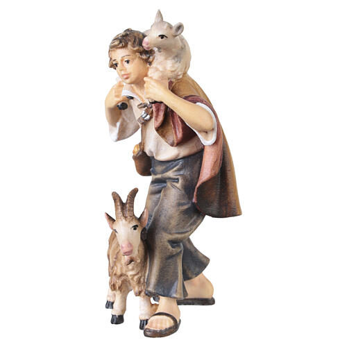 Pastore con 2 capre legno dipinto Kostner presepe 9,5 cm 2