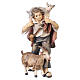 Pastor com 2 cabras madeira pintada para presépio Kostner figuras altura média 9,5 cm s1