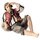 Lying shepherd in painted wood, Kostner Nativity scene 9.5 cm s2