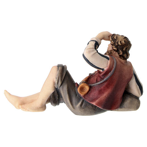 Pastore sdraiato legno dipinto Kostner presepe 9,5 cm 4