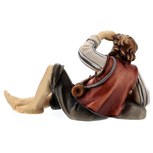 Kostner Nativity Scene 12 cm, lying shepherd on a rock, in painted wood 4