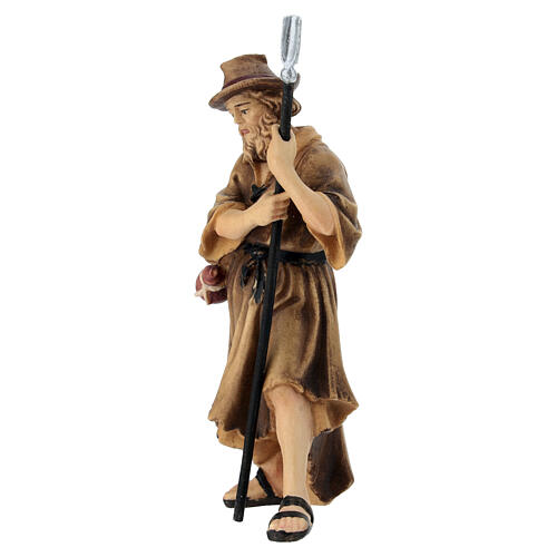 Pastor de rebanho madeira pintada para presépio Kostner figuras altura média 9,5 cm 2
