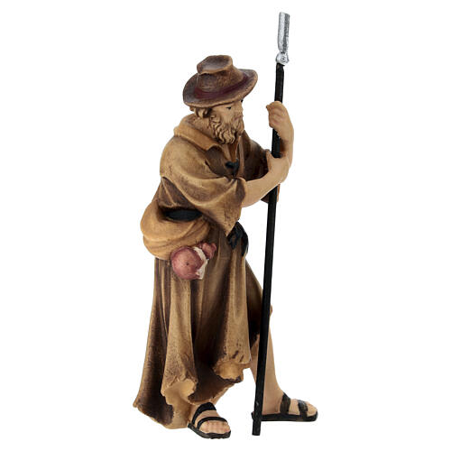 Pastor de rebanho madeira pintada para presépio Kostner figuras altura média 9,5 cm 3