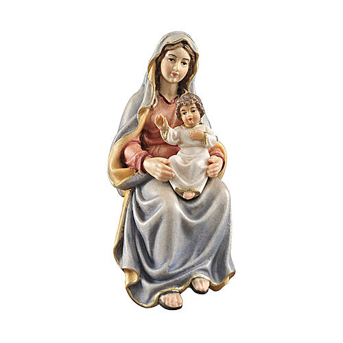 Ste Vierge avec Enfant bois peint pour crèche Kostner 9,5 cm 1