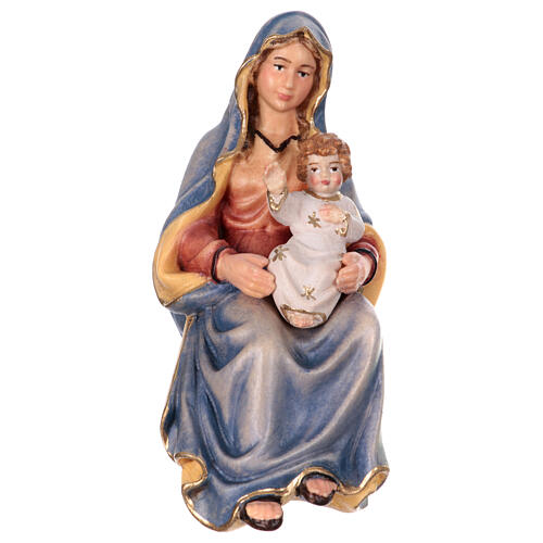 Gottesmutter mit Jesuskind für Krippe Kostner Grödnertal Holz 12cm 1