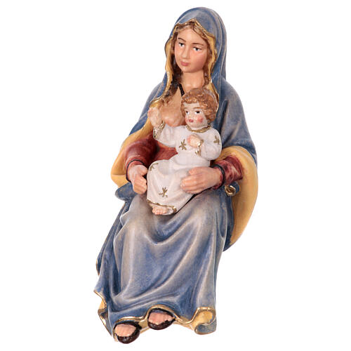 Gottesmutter mit Jesuskind für Krippe Kostner Grödnertal Holz 12cm 2