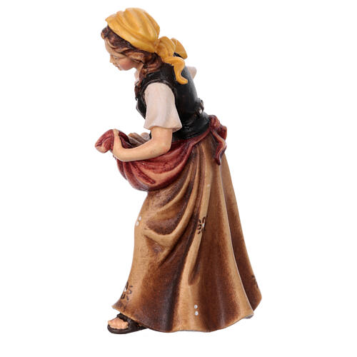 Woman with logs in painted wood, Kostner Nativity scene 9.5 cm 3