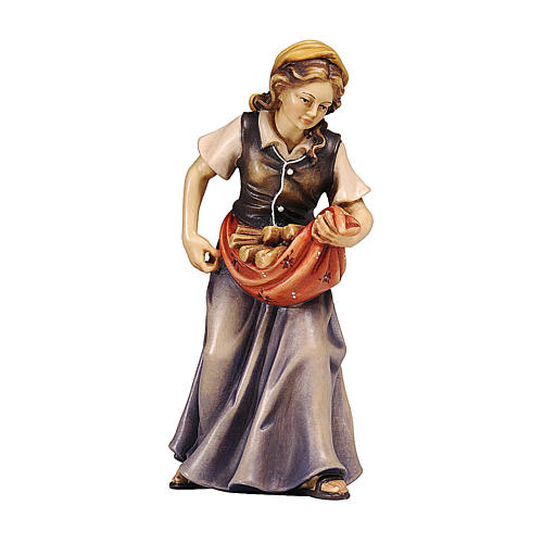 Kostner Nativity Scene 9.5 cm, woman with wood, in painted wood 1
