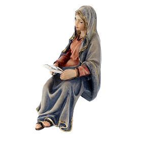 Virgem Maria com pergaminho madeira pintada para presépio Kostner com figuras altura média 9,5 cm