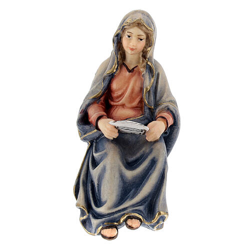 Virgem Maria com pergaminho madeira pintada para presépio Kostner com figuras altura média 9,5 cm 1