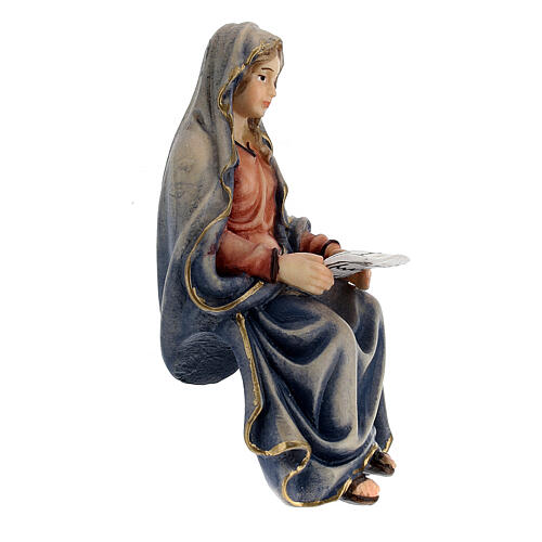 Virgem Maria com pergaminho madeira pintada para presépio Kostner com figuras altura média 9,5 cm 3