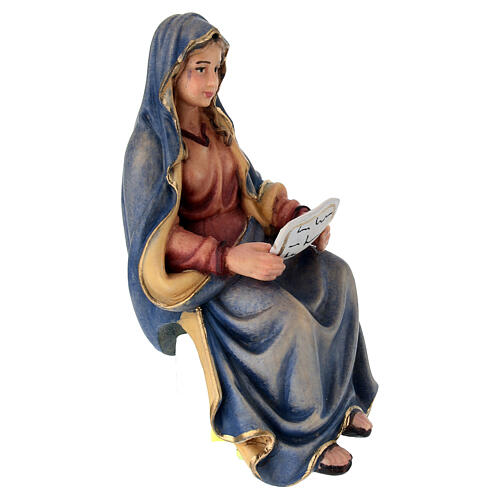 Sitzende Gottesmutter Maria für Krippe Kostner Grödnertal Holz 12cm 2