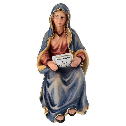 S. Maria con scrittura legno dipinto presepe Kostner 12 cm 1
