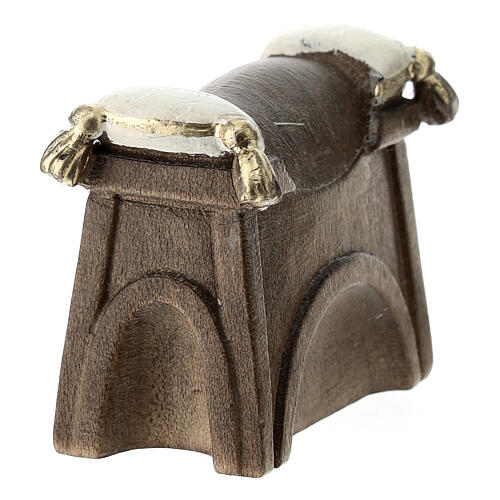 Bench for Mary in painted wood, Kostner Nativity scene 12 cm 3