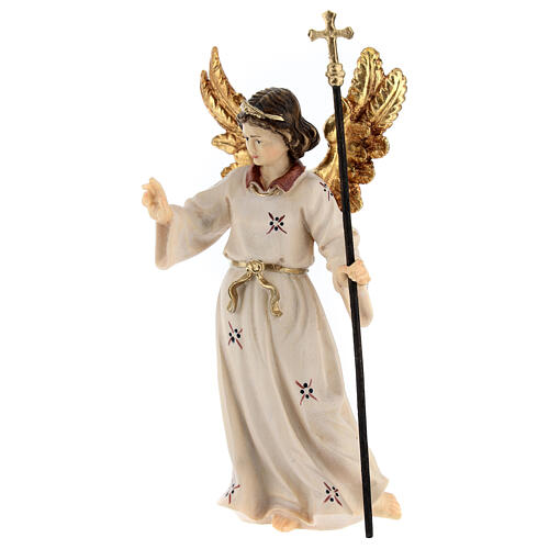 Anjo que aponta madeira pintada para presépio Kostner com figuras altura média 12 cm 2