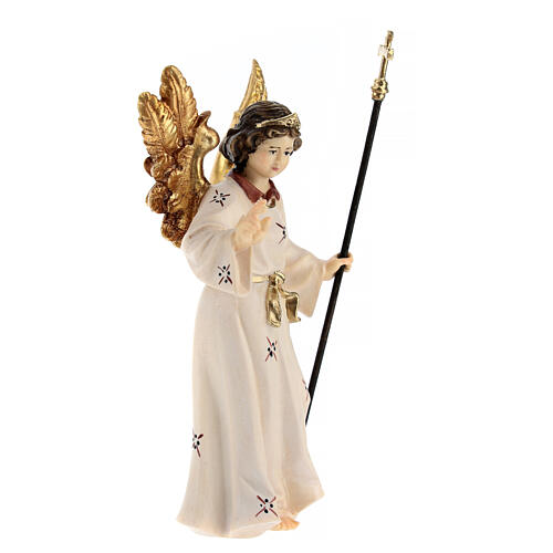 Anjo que aponta madeira pintada para presépio Kostner com figuras altura média 12 cm 3