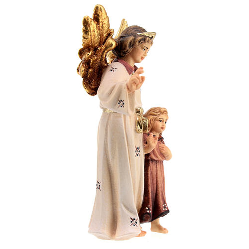 Ange gardien avec petite fille bois peint crèche Kostner 12 cm 5