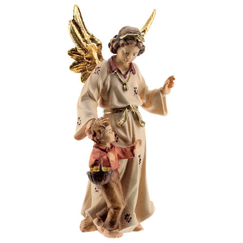 Guardian Angel with boy in painted wood, Kostner Nativity scene 9.5 cm 2