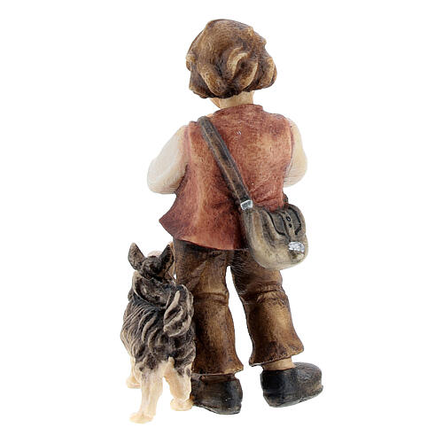 Boy with dog in painted wood, Kostner Nativity scene 9.5 cm 4