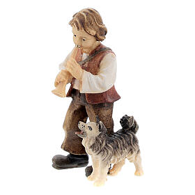 Menino com cão madeira pintada para presépio Kostner com figuras altura média 9,5 cm