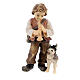 Menino com cão madeira pintada para presépio Kostner com figuras altura média 9,5 cm s1