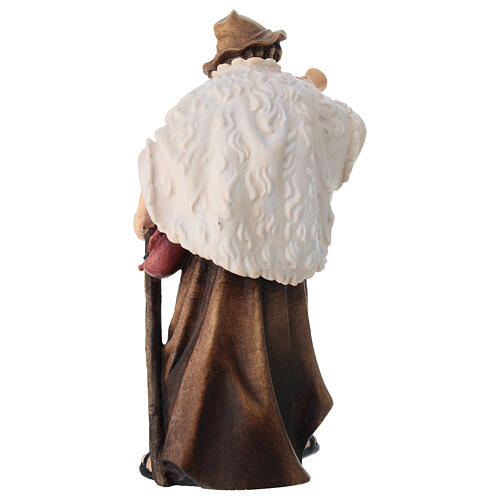 Pastor com corno madeira pintada para presépio Kostner com figuras altura média 12 cm 4